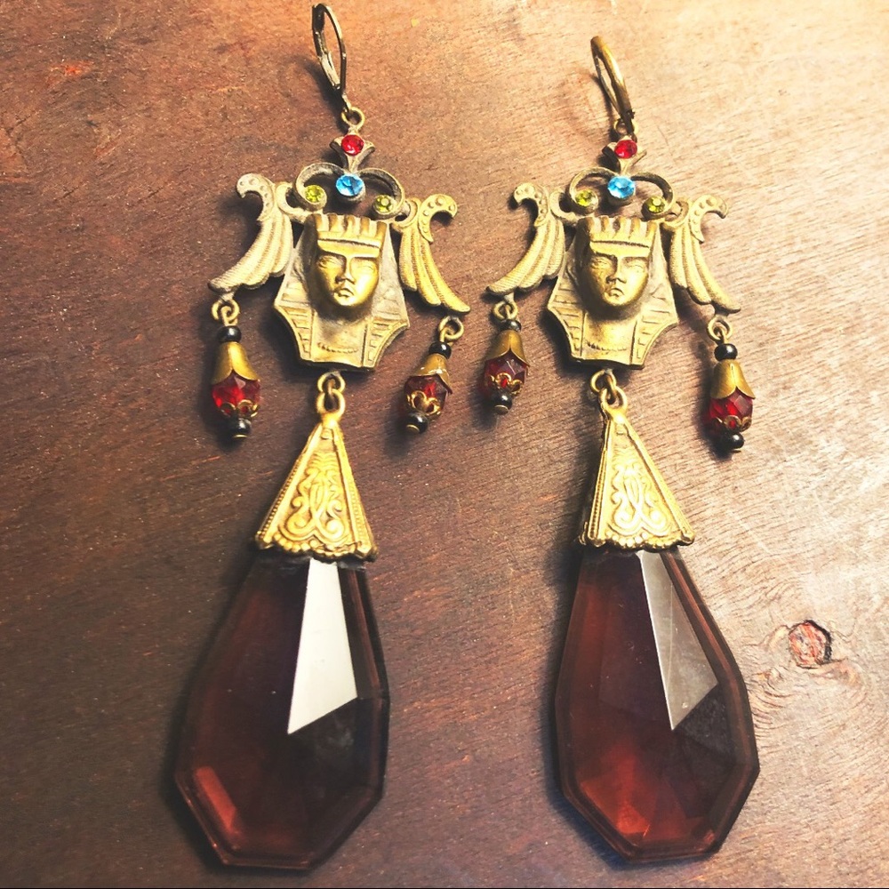Never Worn Antique Czech Glass Earrings OOAK 1920s